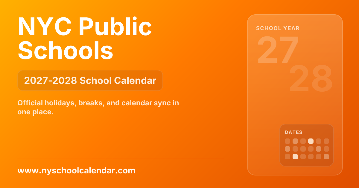 NYC DOE School Calendar 2027-2028 | Printable PDF